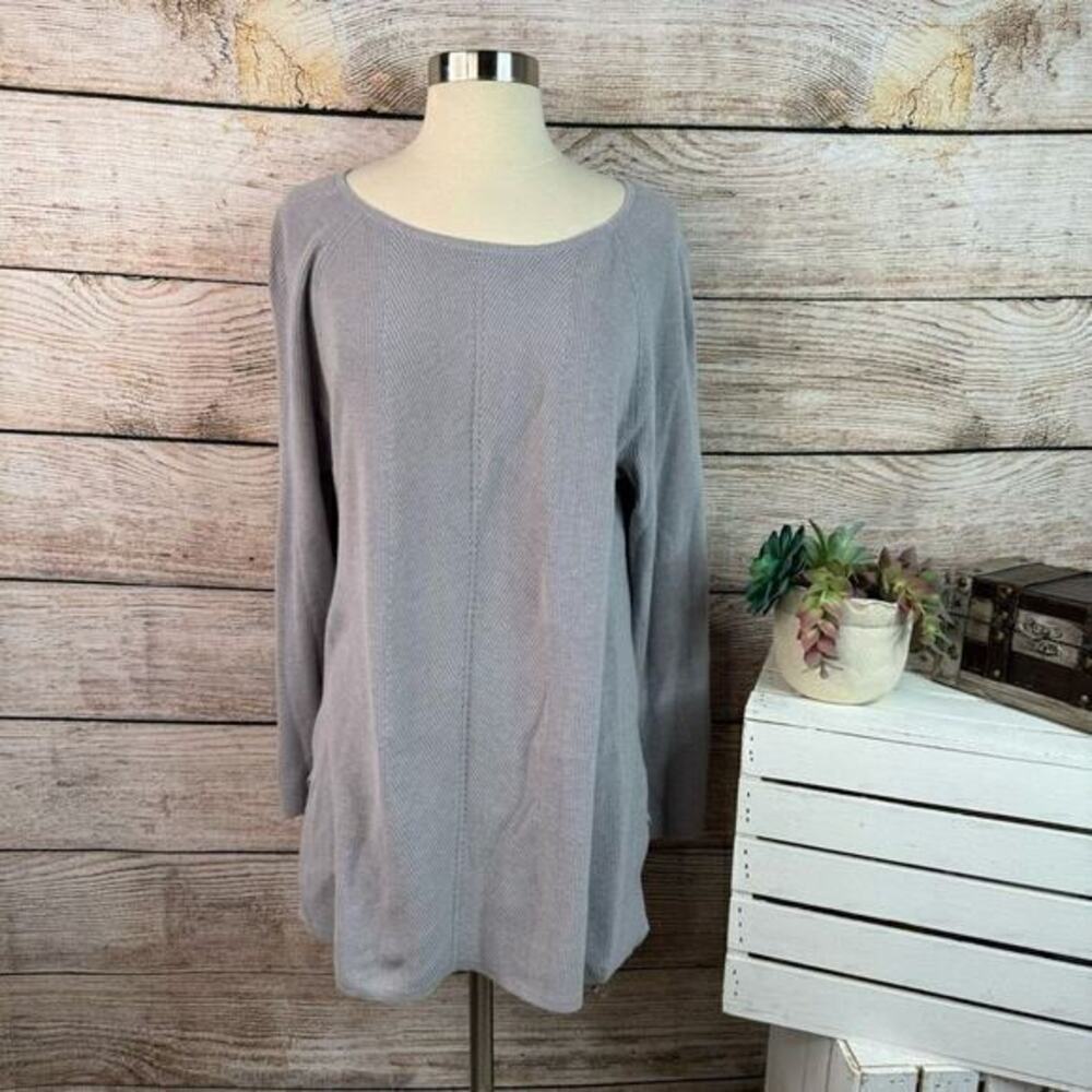 J Jill Knit Crewneck Long Sleeve Sweater Tunic Size Large Petite‎